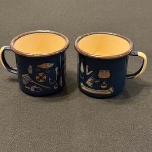 2 United By Blue 12oz Hooked Enamelware Steel Fishing & Canoe Campfire Mugs